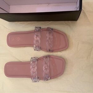 So Me Pink Chain Detail Sandals